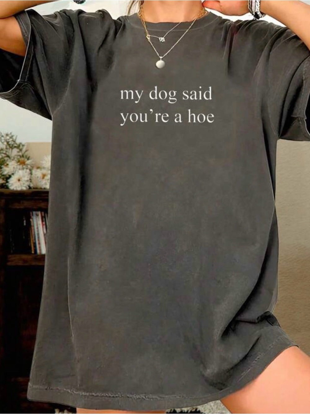 Oversized Graphic Tee — Dark Gray